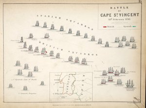 Mappa della Battaglia di Capo San Vincenzo, pubblicata da William Blackwood and Sons, Edimburgo e Londra, 1848